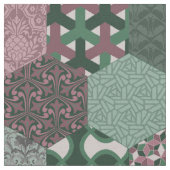 Patchwork Hexagons Himbeere und Pine Stoff (Nahaufnahme)
