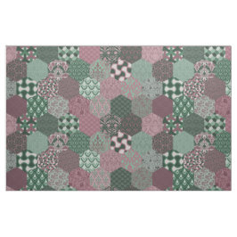 Patchwork Hexagons Himbeere und Pine Stoff