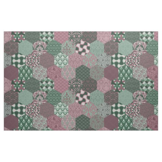 Patchwork Hexagons Himbeere und Pine Stoff (Fat Quarter (45,7 x 55,9 cm))