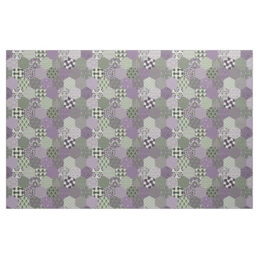 Patchwork Hexagons Lavender and Sage Stoff (Yard (91,4 cm))