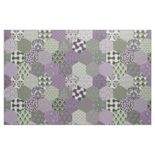 Patchwork Hexagons Lavender and Sage Stoff
