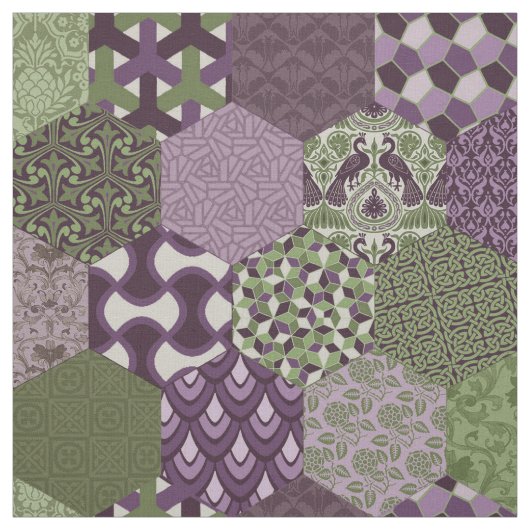 Patchwork Hexagons Lila und grün Stoff (Muster)