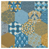 Patchwork Hexagons Mustard and Navy Stoff (Muster)