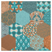 Patchwork Hexagons Pfau und Kupfer Stoff (Muster)