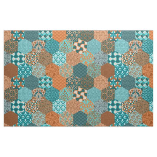 Patchwork Hexagons Pfau und Kupfer Stoff (Fat Quarter (45,7 x 55,9 cm))