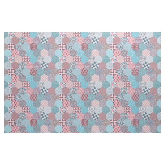 Patchwork Hexagons Rosa und Türkis Stoff (Yard (91,4 cm))