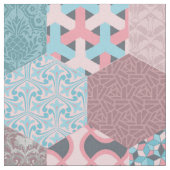 Patchwork Hexagons Rosa und Türkis Stoff (Nahaufnahme)