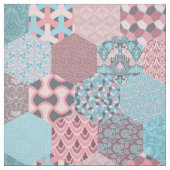 Patchwork Hexagons Rosa und Türkis Stoff (Muster)