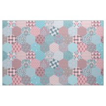 Patchwork Hexagons Rosa und Türkis