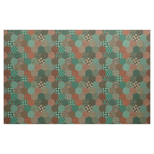 Patchwork Hexagons Rost und Pine Stoff (Yard (91,4 cm))