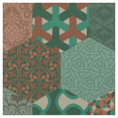 Patchwork Hexagons Rost und Pine Stoff (Nahaufnahme)