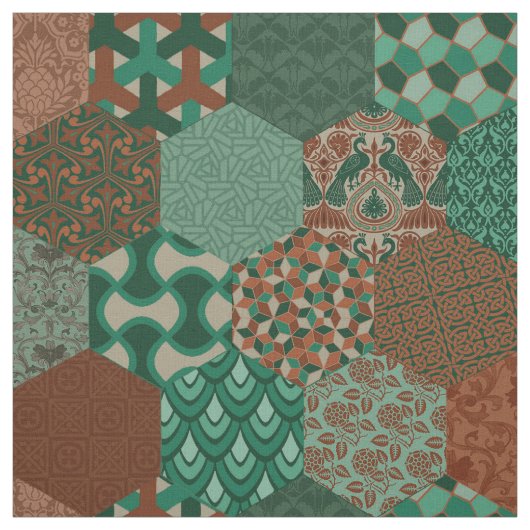 Patchwork Hexagons Rost und Pine Stoff (Muster)