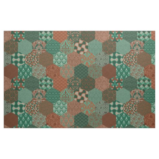 Patchwork Hexagons Rost und Pine Stoff (Fat Quarter (45,7 x 55,9 cm))