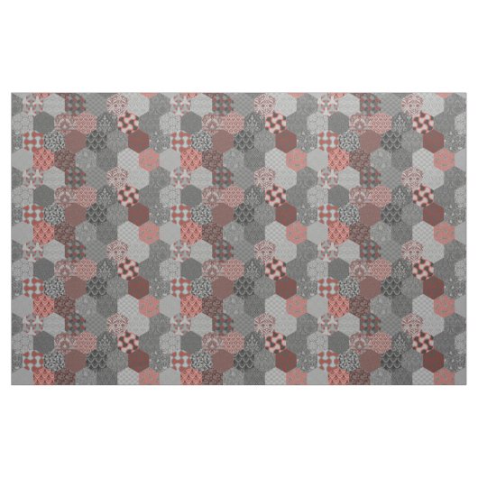 Patchwork Hexagons Rot und Grau Stoff (Yard (91,4 cm))