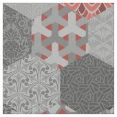 Patchwork Hexagons Rot und Grau Stoff (Nahaufnahme)