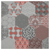 Patchwork Hexagons Rot und Grau Stoff (Muster)