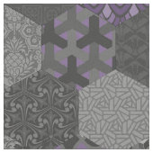 Patchwork Hexagons Violet und Grau Stoff (Nahaufnahme)