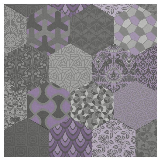 Patchwork Hexagons Violet und Grau Stoff (Muster)