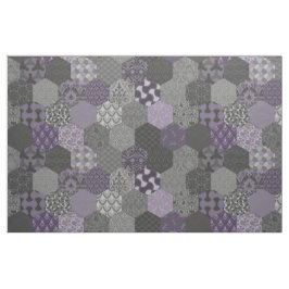 Patchwork Hexagons Violet und Grau Stoff