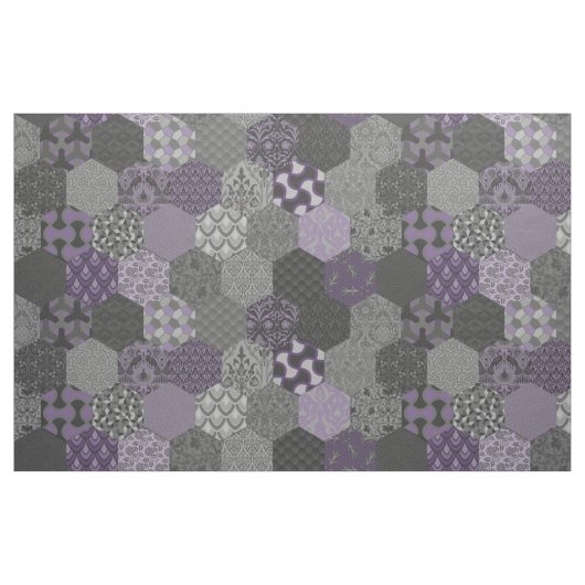 Patchwork Hexagons Violet und Grau Stoff (Fat Quarter (45,7 x 55,9 cm))