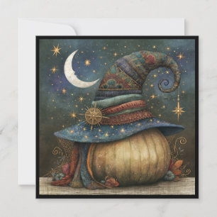 Patchwork-Hexenhut-Halloween-Party-Einladung Feiertagskarte