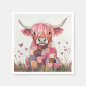 Patchwork Highland Cow Valentine Serviette (Vorderseite)