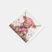 Patchwork Highland Cow Valentine Serviette (Ecke)
