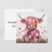 Patchwork Highland Cow Valentinstag Feiertagskarte (Vorne/Hinten)