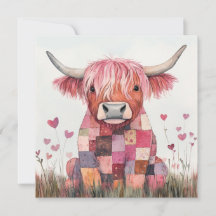 Patchwork Highland Cow Valentinstag