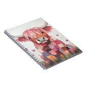Patchwork Highland Cow Valentinstag Notizblock (Rechte Seite)