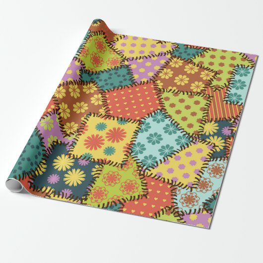 Patchwork-Hintergrund mit verschiedenen Mustern Geschenkpapier (Ungerollt)