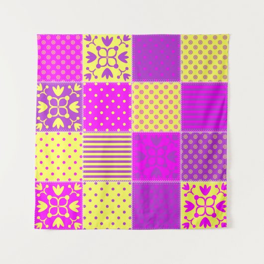 Patchwork-Hintergrund mit verschiedenen Mustern Ku Wandteppich (Vorderseite)