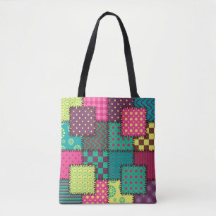 Patchwork-Hintergrund mit verschiedenen Mustern Tasche
