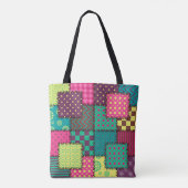 Patchwork-Hintergrund mit verschiedenen Mustern Tasche (Rückseite)
