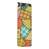 Patchwork-Hintergrund mit verschiedenen Mustern Thermosbecher (Nach rechts gedreht)