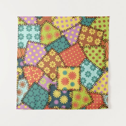 Patchwork-Hintergrund mit verschiedenen Mustern Wandteppich (Vorderseite)