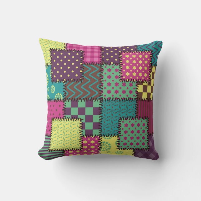 Patchwork: Hintergrund verschiedener Muster Kissen (Vorderseite)
