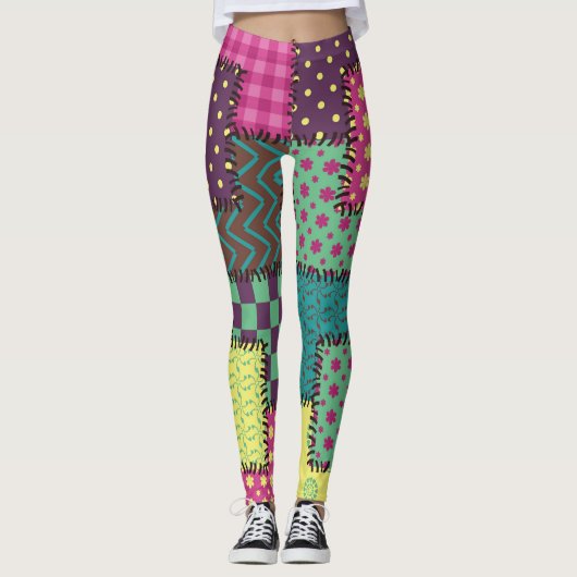 Patchwork: Hintergrund verschiedener Muster Leggings (Vorderseite)