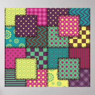 Patchwork: Hintergrund verschiedener Muster Poster