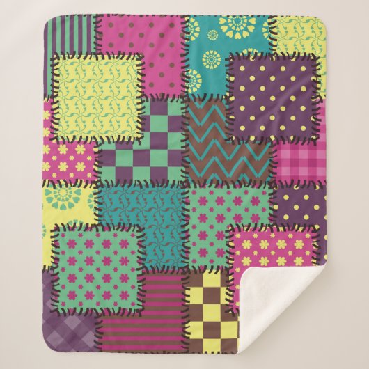 Patchwork: Hintergrund verschiedener Muster Sherpadecke (Vorderseite)