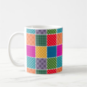 Patchwork-Hintergrund: Vielfältige Muster-Mischung Kaffeetasse