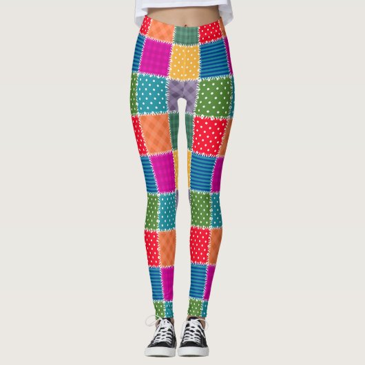 Patchwork-Hintergrund: Vielfältige Muster-Mischung Leggings (Vorderseite)