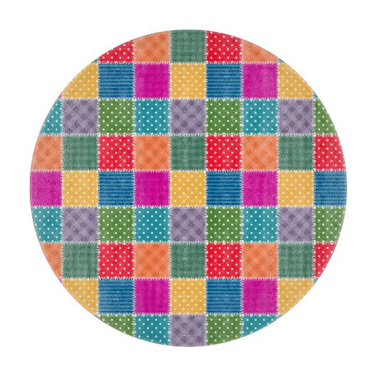 Patchwork-Hintergrund: Vielfältige Muster-Mischung Schneidebrett (Vorderseite)
