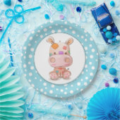 Patchwork Hippo Child's Blue Birthday Pappteller (Party)