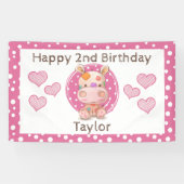 Patchwork Hippo Child's Pink Birthday Banner (Horizontal)
