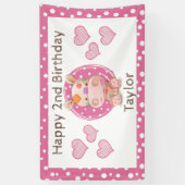 Patchwork Hippo Child's Pink Birthday Banner (Vertikal)