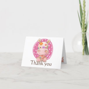 Patchwork Hippo Pink Vielen Dank Dankeskarte