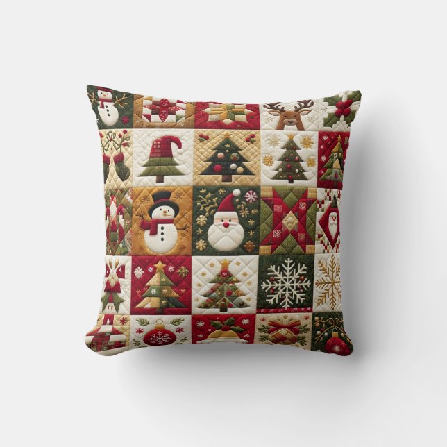 Patchwork Holiday Charm Weihnachtskissen Kissen (Vorderseite)