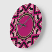 Patchwork Hot Pink Geometric Star Wall Clock Große Wanduhr (Winkel)