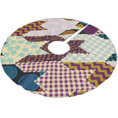 Patchwork Houndstooth: Nahtloser Vintage-Hintergru Polyester Weihnachtsbaumdecke (Schrägansicht)